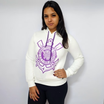 Blusa Corinthians Moletom Símbolo Off-White - Feminino
