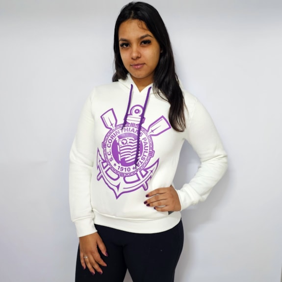 Blusa Corinthians Moletom Símbolo Off-White - Feminino