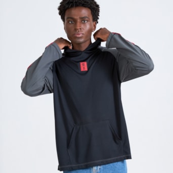 Blusa Flamengo Lacado Manga Longa Preta - Masculino