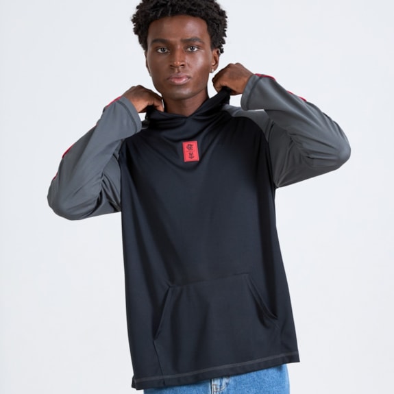 Blusa Flamengo Lacado Manga Longa Preta - Masculino