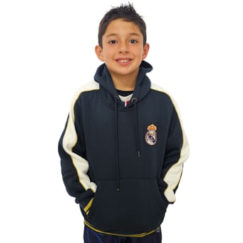 Blusa Real Madrid Moletom Símbolo Marinho - Infantil