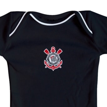 Body Corinthians Preto Torcida Baby Oficial - Infantil