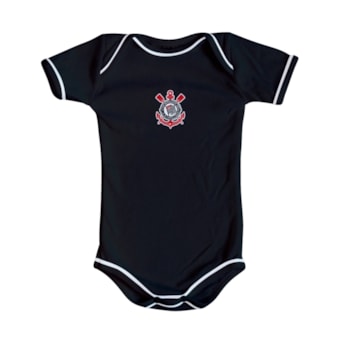 Body Corinthians Preto Torcida Baby Oficial - Infantil