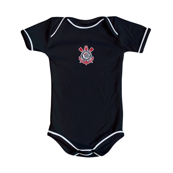 Body Corinthians Preto Torcida Baby Oficial - Infantil