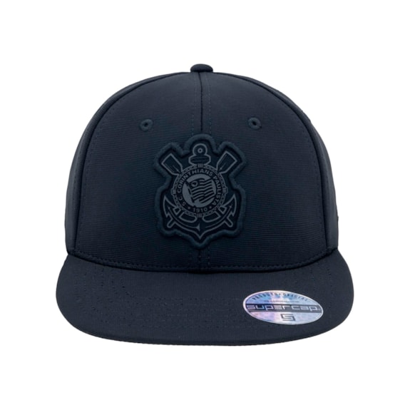 Boné Corinthians SuperCap Escudo Bordado Aba Reta - Masculino