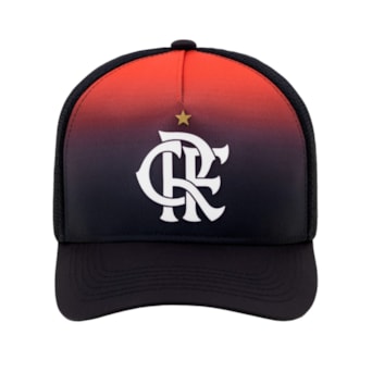 Boné Flamengo Símbolo SuperCap Trucker Preto e Vermelho - Oficial