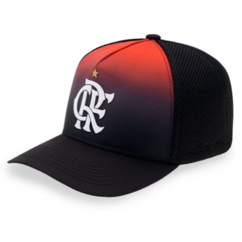 Boné Flamengo Símbolo SuperCap Trucker Preto e Vermelho - Oficial