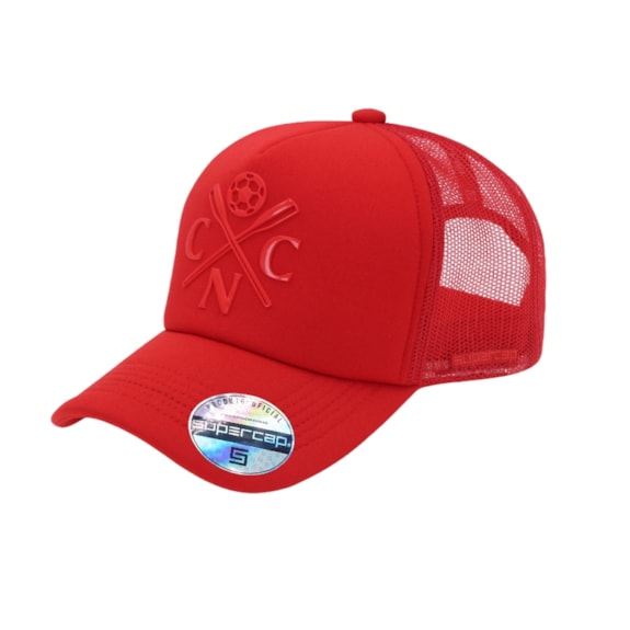 Boné Náutico Supercap Símbolo Aba Curva Trucker Vermelho Oficial