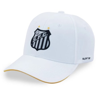 Boné Santos SuperCap Branco Bordado Frontal Aba Curva - Oficial