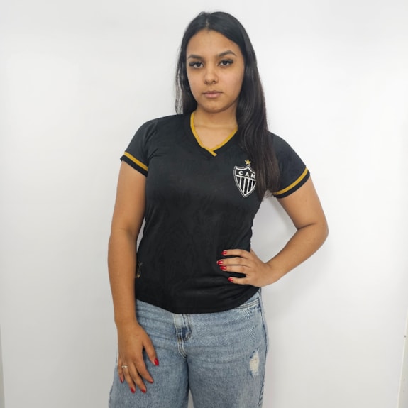 Camisa Atlético Mineiro Baby Look 2013 Preta - Feminino