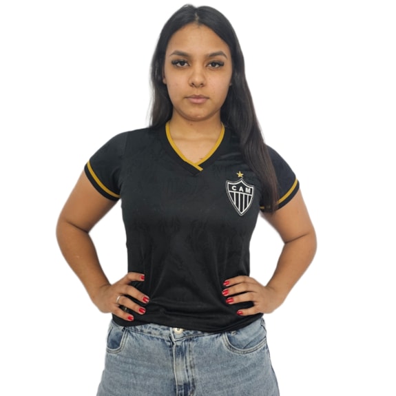 Camisa Atlético Mineiro Baby Look 2013 Preta - Feminino