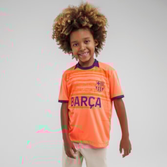 Camisa Barcelona Chalkboard Laranja - Infantil