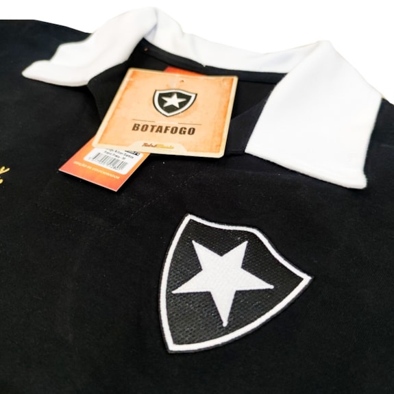 Camisa Botafogo Polo Retrô Nilton Santos Preta - Masculino