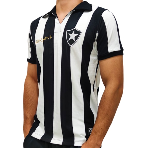 Camisa Botafogo Retro Nilton Santos 1962 Listrada - Masculino