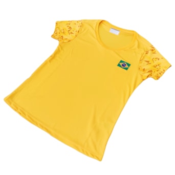 Camisa Brasil Baby Look Bandeira Revedor - Feminina