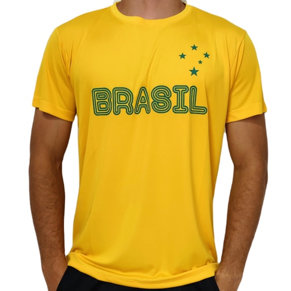 Camisa Brasil Estrela Penta Amarela - Masculino