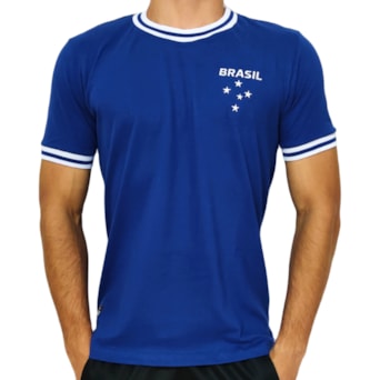 Camisa Brasil Nações Algodão Azul - Masculino