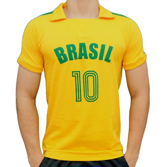 Camisa Brasil Polo Camisa 10 Algodão Amarela - Masculino
