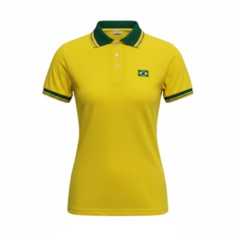 Camisa Brasil Polo Piquet Amarela - Feminino