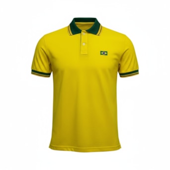 Camisa Brasil Polo Piquet Amarela - Masculino