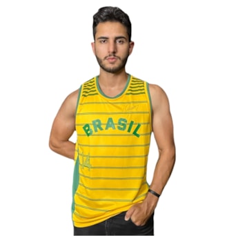 Camisa Brasil Regata Oscar #14 Pan 87 - Masculino