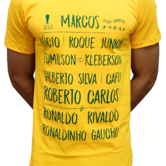 Camisa Brasil Retro Escalação Penta 2002 Algodão - Masculino