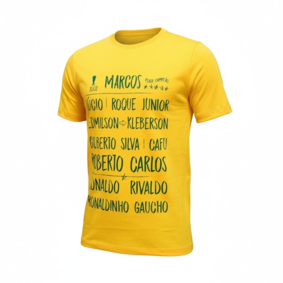 Camisa Brasil Retro Escalação Penta 2002 Algodão - Masculino