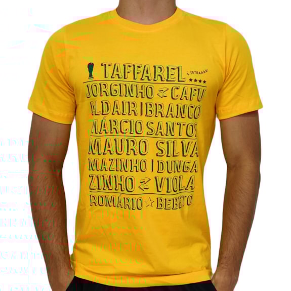 Camisa Brasil Retro Escalação Tetra 1994 Algodão - Masculino