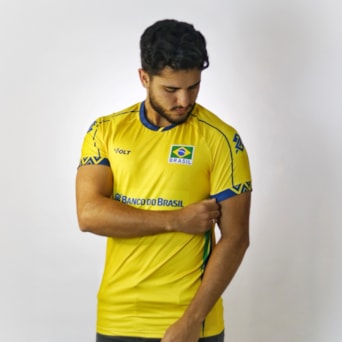 Camisa Brasil Vôlei Volt 2025 Jogo 1 Amarela - Masculino