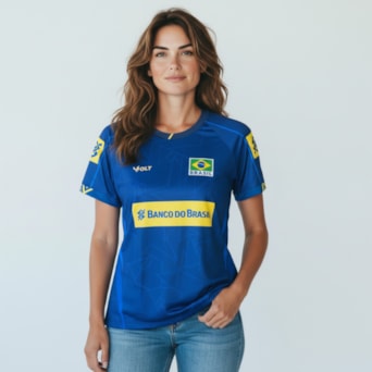 Camisa Brasil Vôlei Volt 2025 Jogo 2 Azul - Feminina