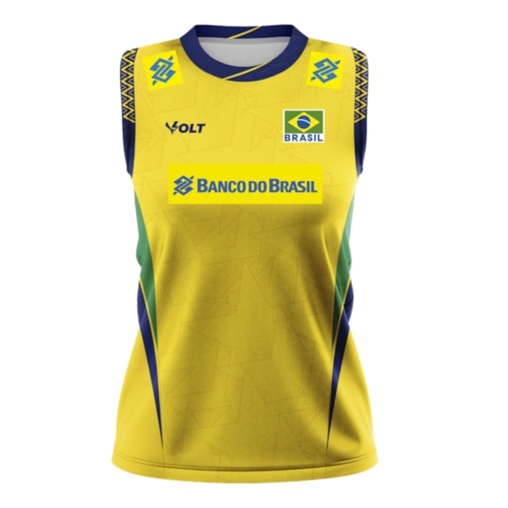 Camisa Brasil Vôlei Volt Regata 2025 Jogo 1 Amarela - Feminina