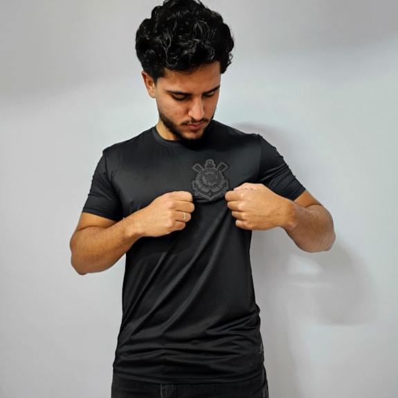Camisa Corinthians All Black Bordado - Masculino