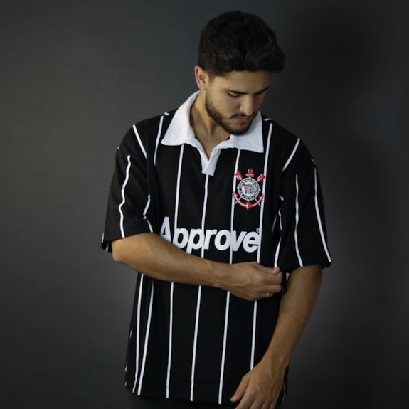 Camisa Corinthians Approve Polo Retrô Preta - Masculino