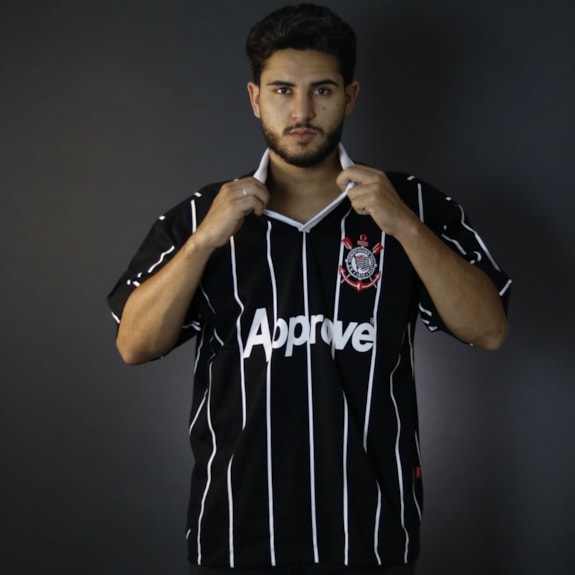 Camisa Corinthians Approve Polo Retrô Preta - Masculino