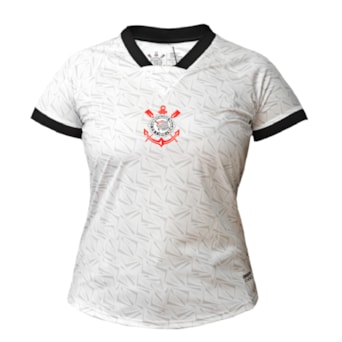 Camisa Corinthians Baby Look Raglan Branca - Feminino