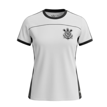 Camisa Corinthians Baby Look Recortes Lateral - Feminino