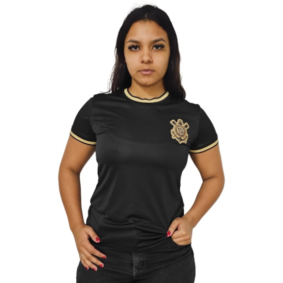 Camisa Corinthians Baby Look Símbolo Gold - Feminina