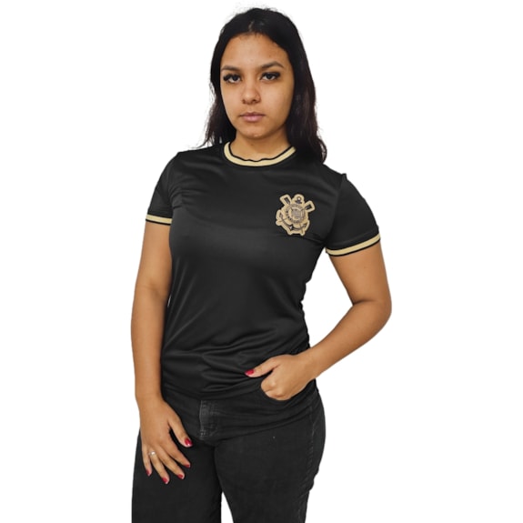 Camisa Corinthians Baby Look Símbolo Gold - Feminina
