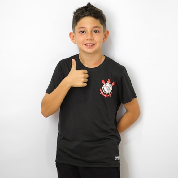 Camisa Corinthians Black Recortes - Infantil