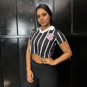 Camisa Corinthians Cropped Polo Stripes - Feminina