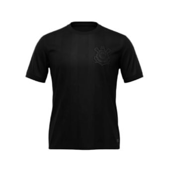Camisa Corinthians Dry All Black Listrada Bordado - Masculino