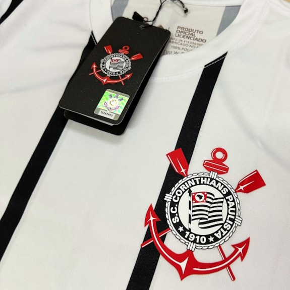 Camisa Corinthians Fitness Listrada Branca - Infantil