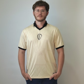 Camisa Corinthians Polo 115 Anos Bege - Masculino