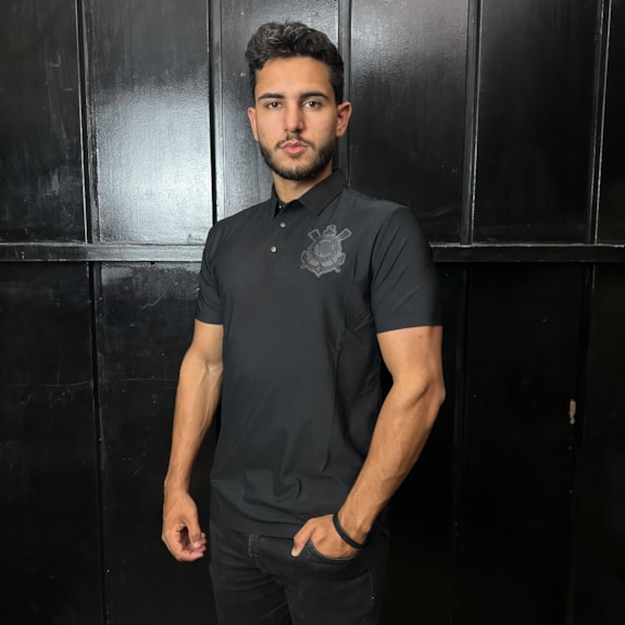 Camisa Corinthians Polo All Black Poliamida - Masculino