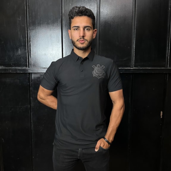 Camisa Corinthians Polo All Black Poliamida - Masculino