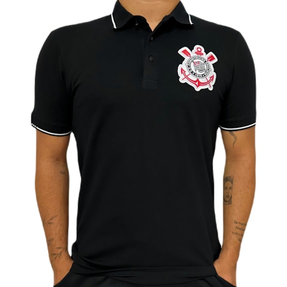 Camisa Corinthians Polo Basic Preta - Masculino