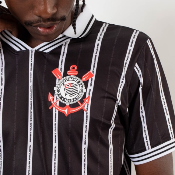Camisa Corinthians Polo Esportiva Número 10 Preto - Masculino