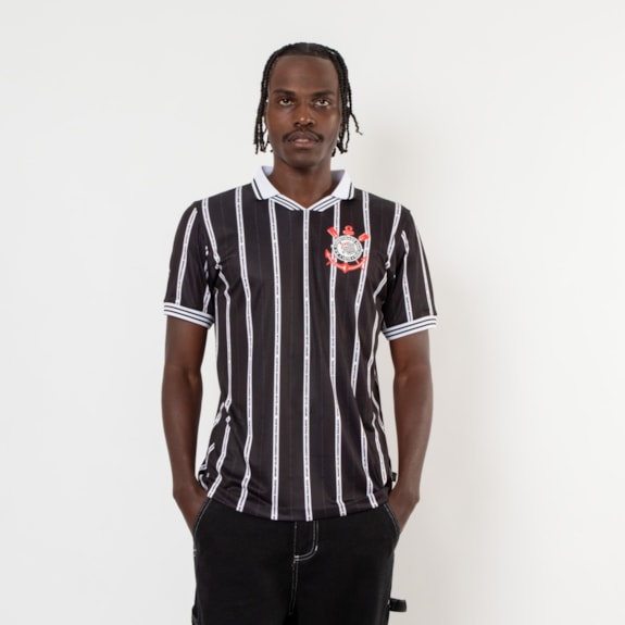 Camisa Corinthians Polo Esportiva Número 10 Preto - Masculino