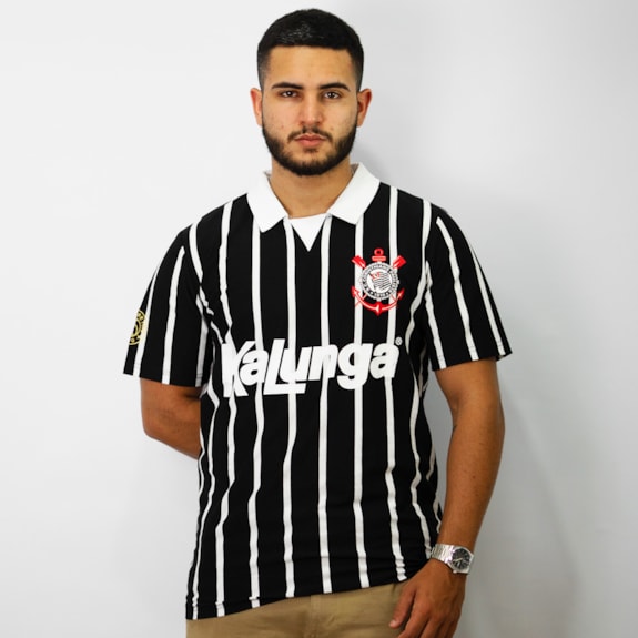 Camisa Corinthians Polo Retrô 1990 Kalunga Número 10 - Masculino