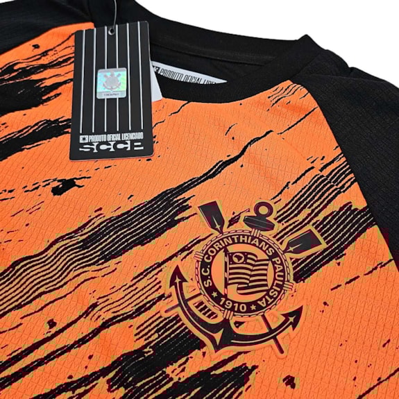 Camisa Corinthians Rajados Laranja - Infantil